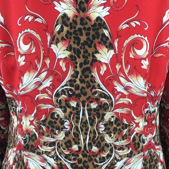 Dana Buchman Baroque Print Red Blouse, Size 4 - Picture 4 of 8
